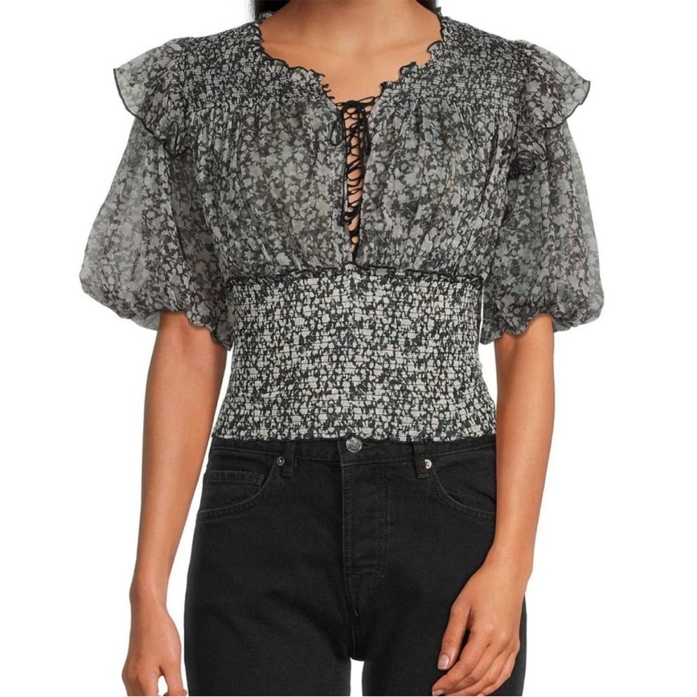 Free People Beatrice Floral Smocked Top NWT Size Medium